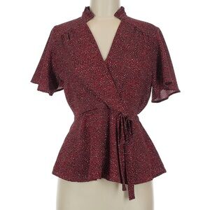 Monteau Burgundy Wrap Blouse